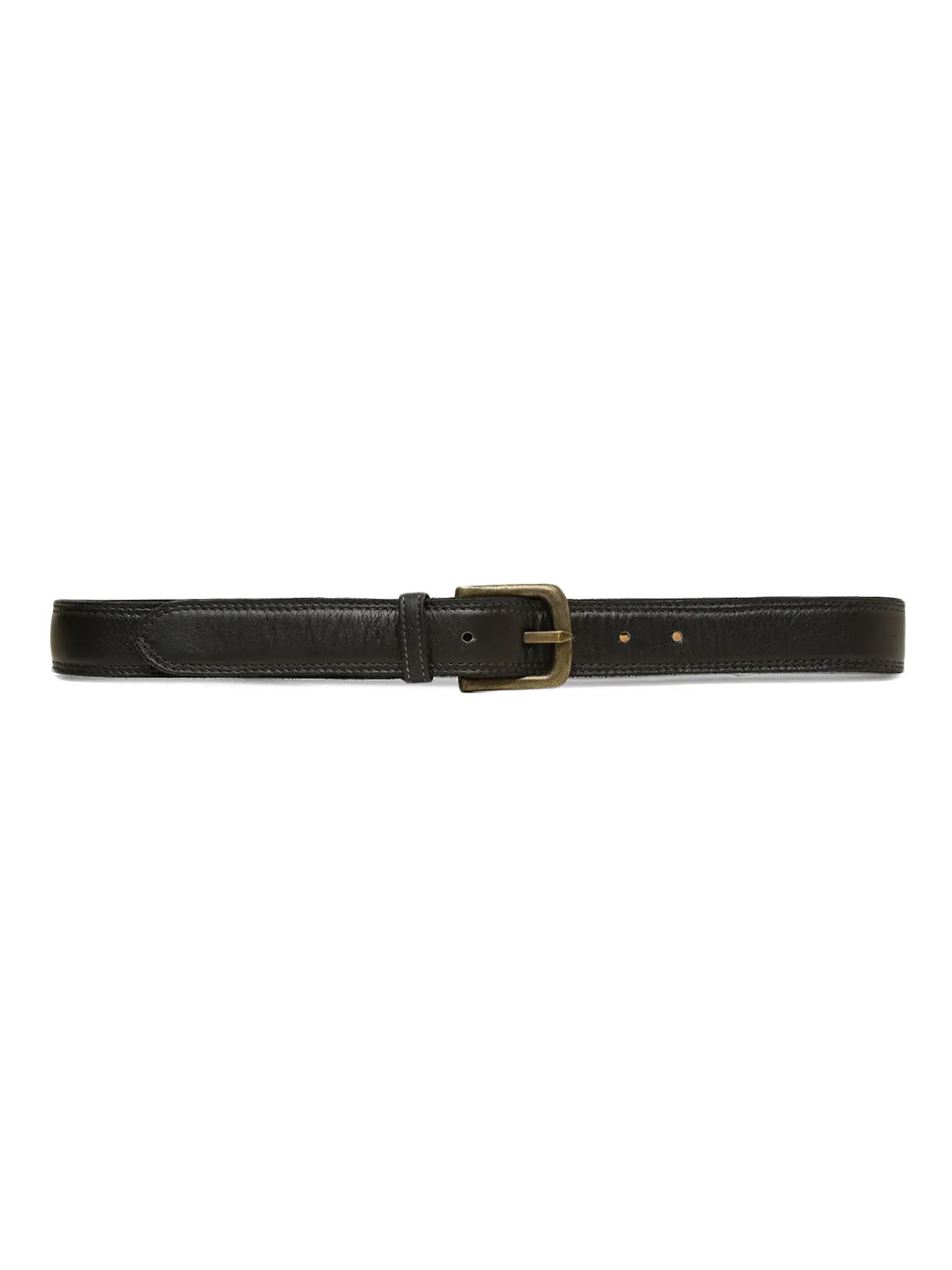 Plain With Side Stitching Black Mens Leather Belt By Art N Vintage