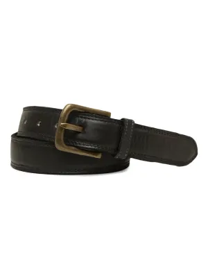 Plain With Side Stitching Black Mens Leather Belt By Art N Vintage