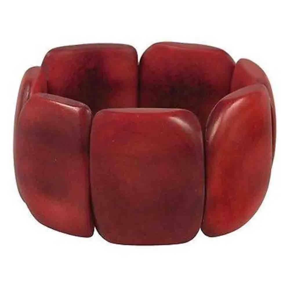 Polished Tagua Nut Bracelet in Burgundy Faire Collection