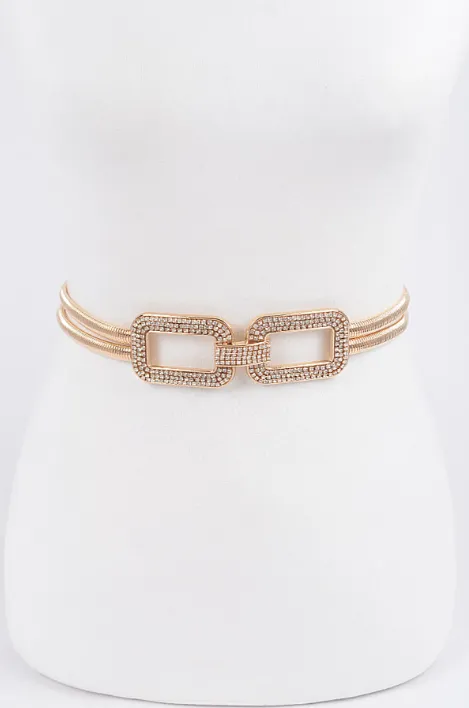 Rhinestone Metal Stretch Belt