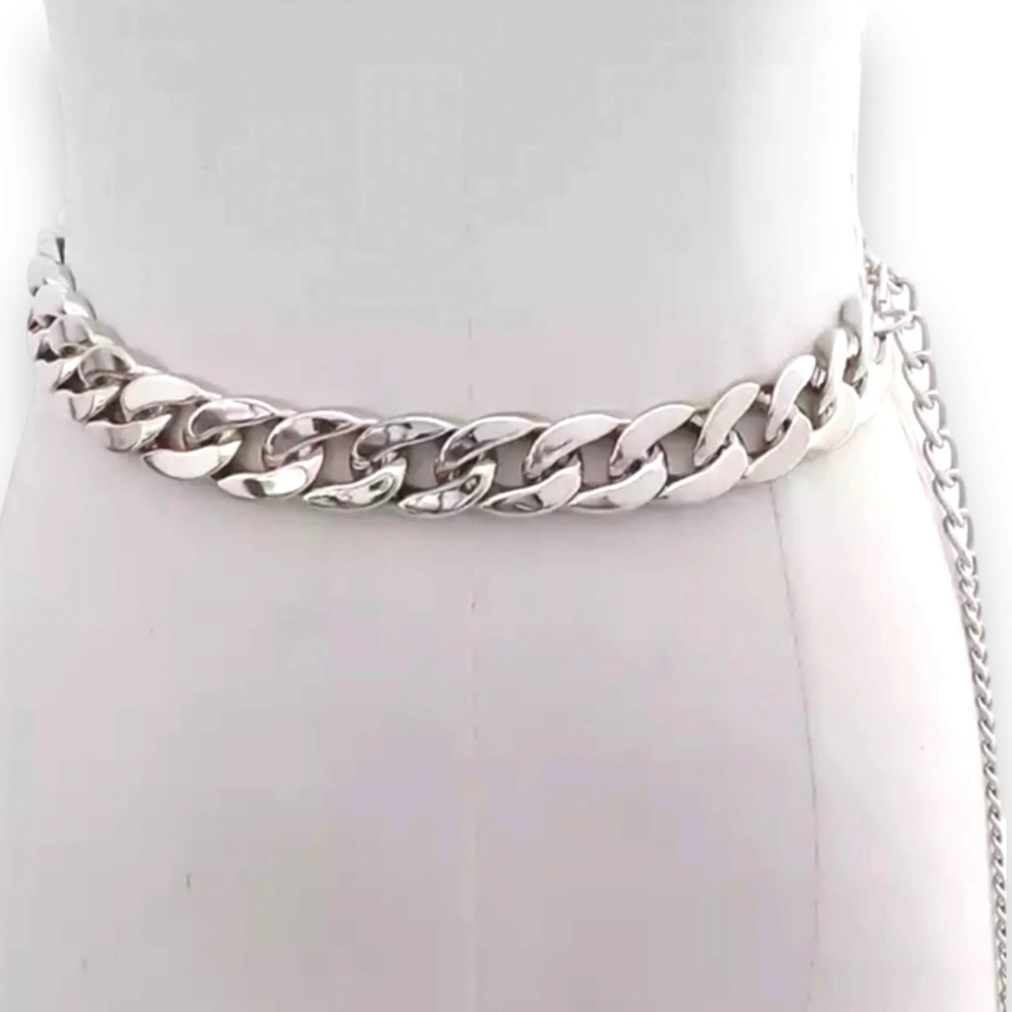 Silver Chunky Cuban Chain Belt