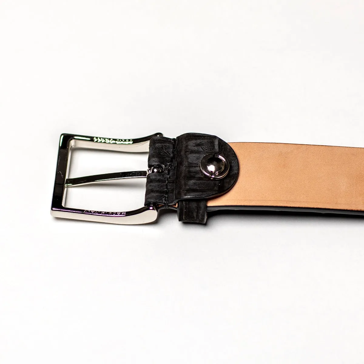 Simonnot Godard Black Nubuck Crocodile Belt