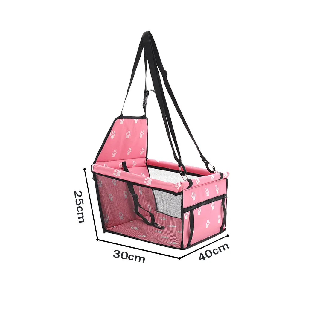 SOGA Waterproof Pet Booster Car Seat Breathable Mesh Safety Travel Portable Dog Carrier Bag Pink