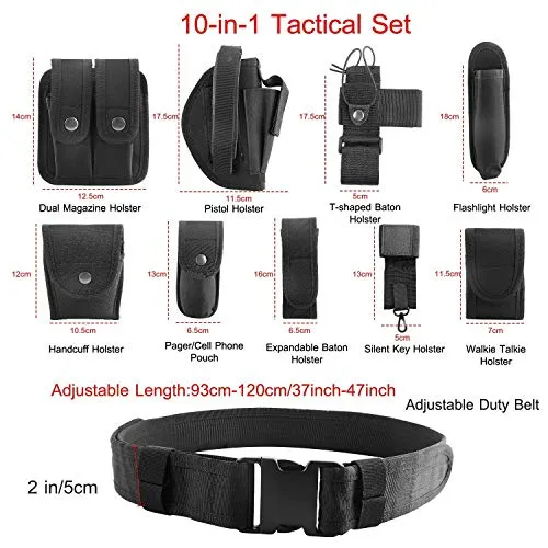 Tactical Security Belt Law Enforcement Modular Equipment System 10 pcs Military Utility Belt Kit with Quick Release Buckle