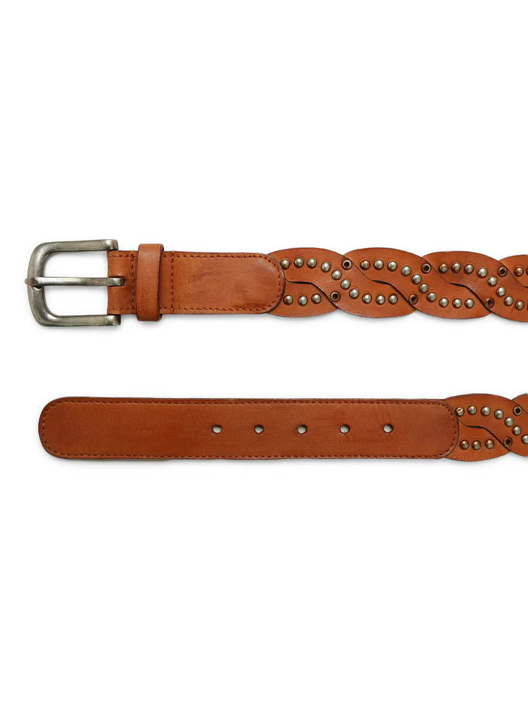 Tan Interlinked Weaving With Studded Belt By Art N Vintage