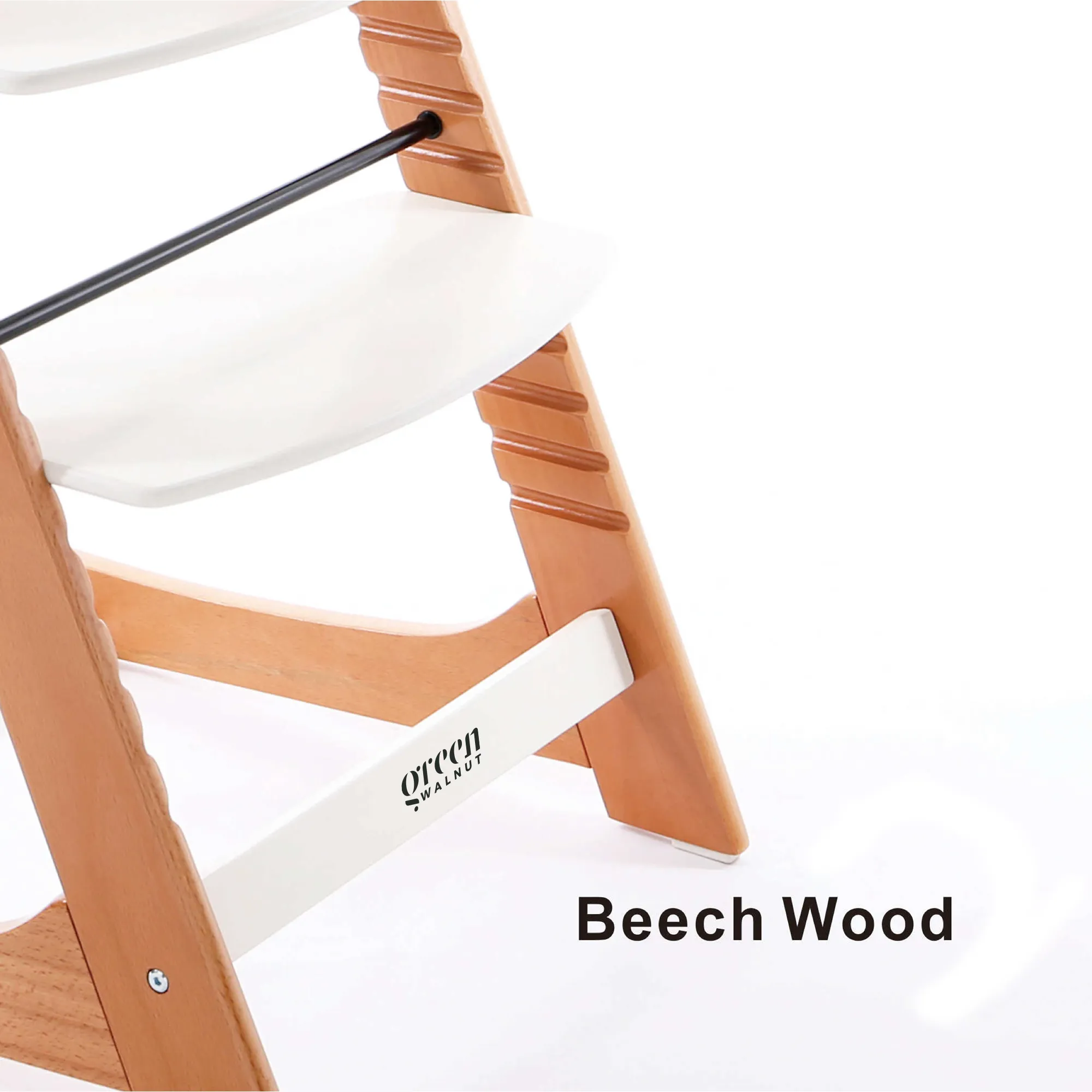 Wooden High Chair for Babies and Toddlers | Includes ( Seat Cushion ,Tray & 5 Point Belt )