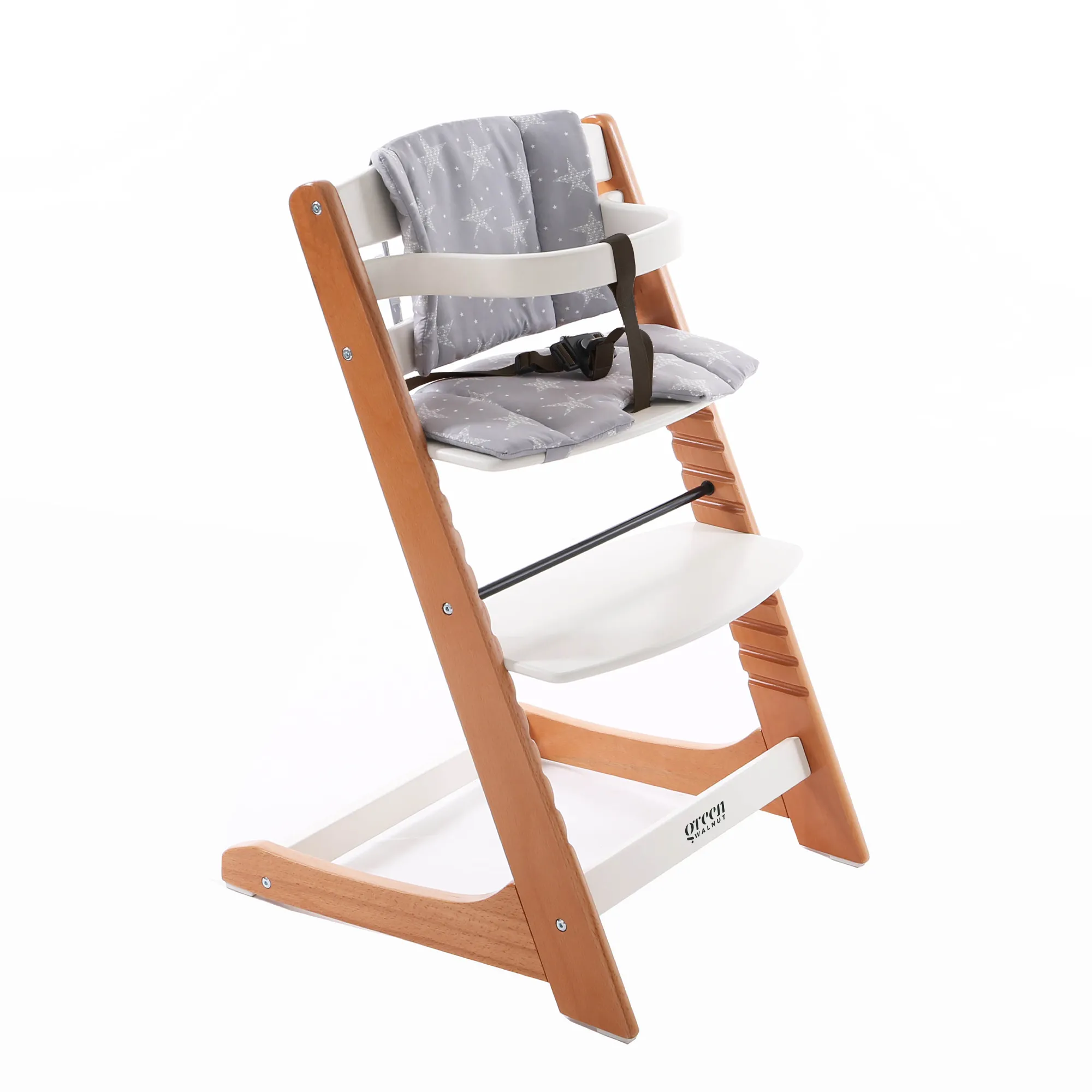 Wooden High Chair for Babies and Toddlers | Includes ( Seat Cushion ,Tray & 5 Point Belt )